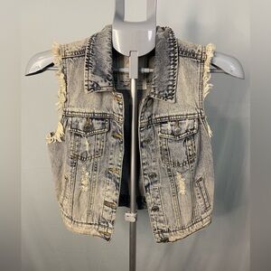 Distressed denim vest size small
